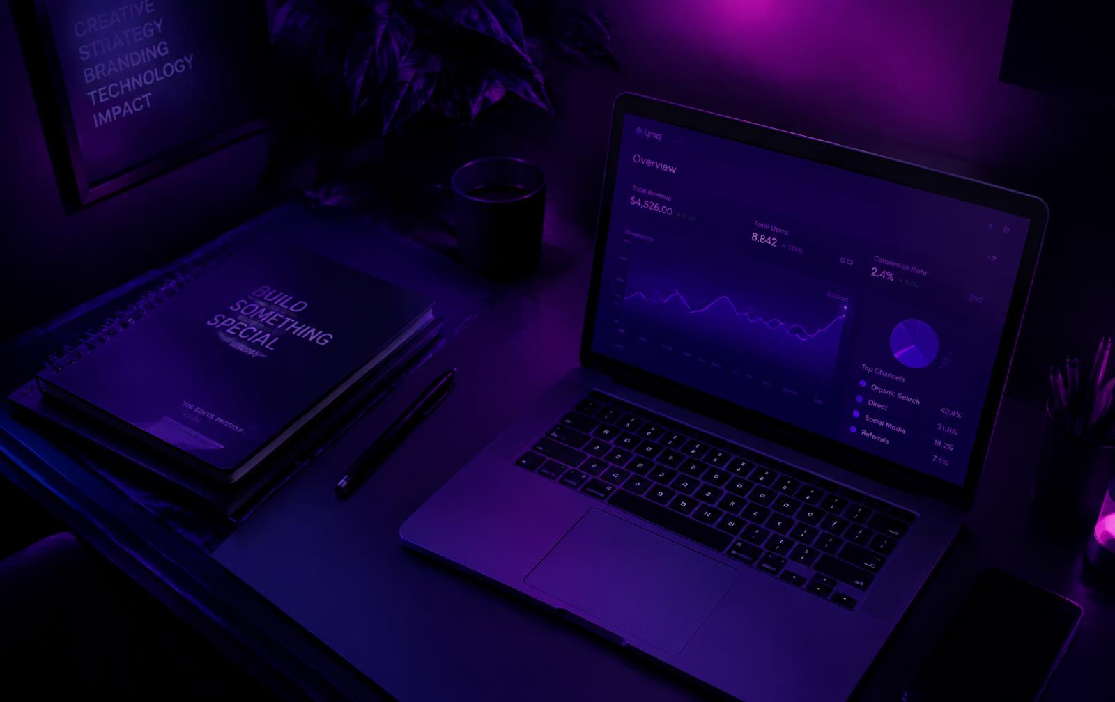 Bright creative workspace with digital planning tools
